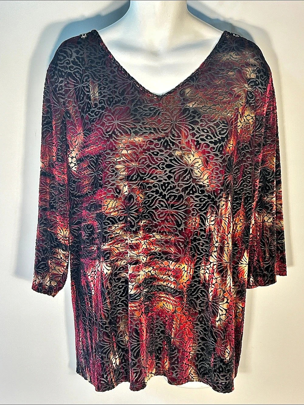 Catherines Velvet Burnout Tunic Black & Red Whimsigoth Dressy Fairy Grunge Witch